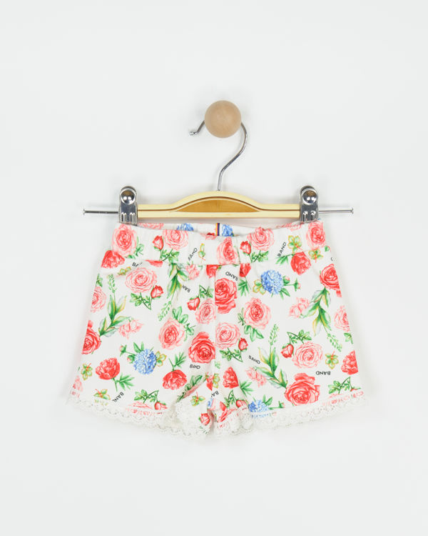 Picture of B02119 GIRLS COTTON FLOWERY SHORTS